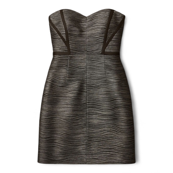 HAILEY LOGAN Strapless Mini Dress Corset Black Textured Metallic Striped‎ Lined - Picture 2 of 15